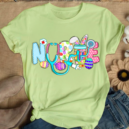 Easter Gnomes Cute Bunny Cotton Nurse T-shirt