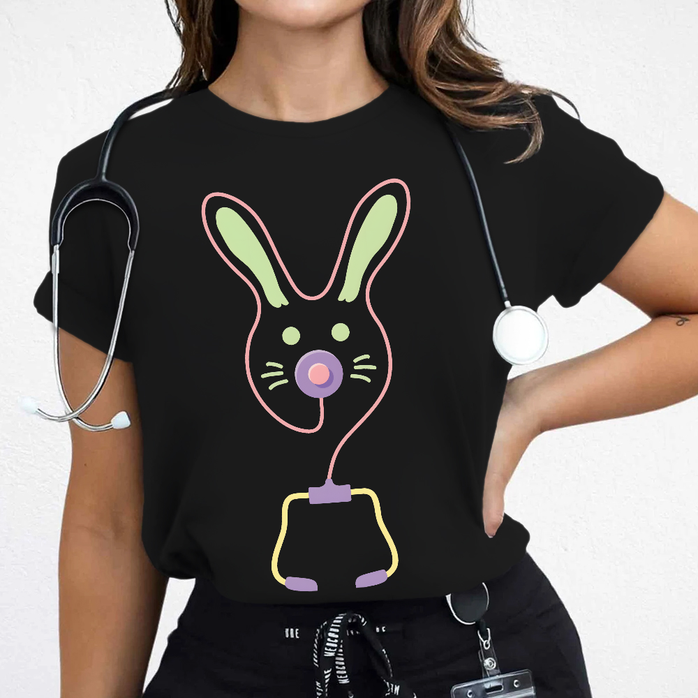 Easter Bunny Medical Tools For Nurse Or Doctor Cotton Nurse T-shirt