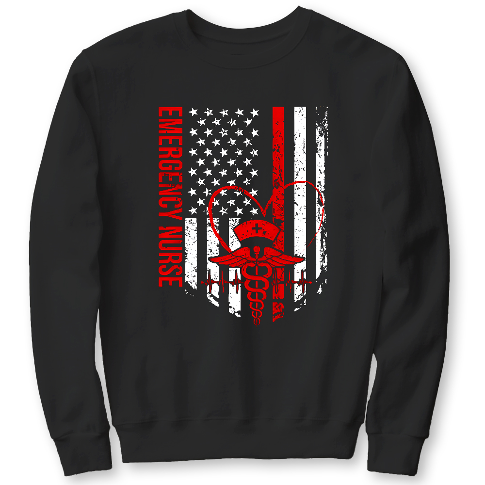 RN Nurse Flag Cotton Pullover Sweatshirt