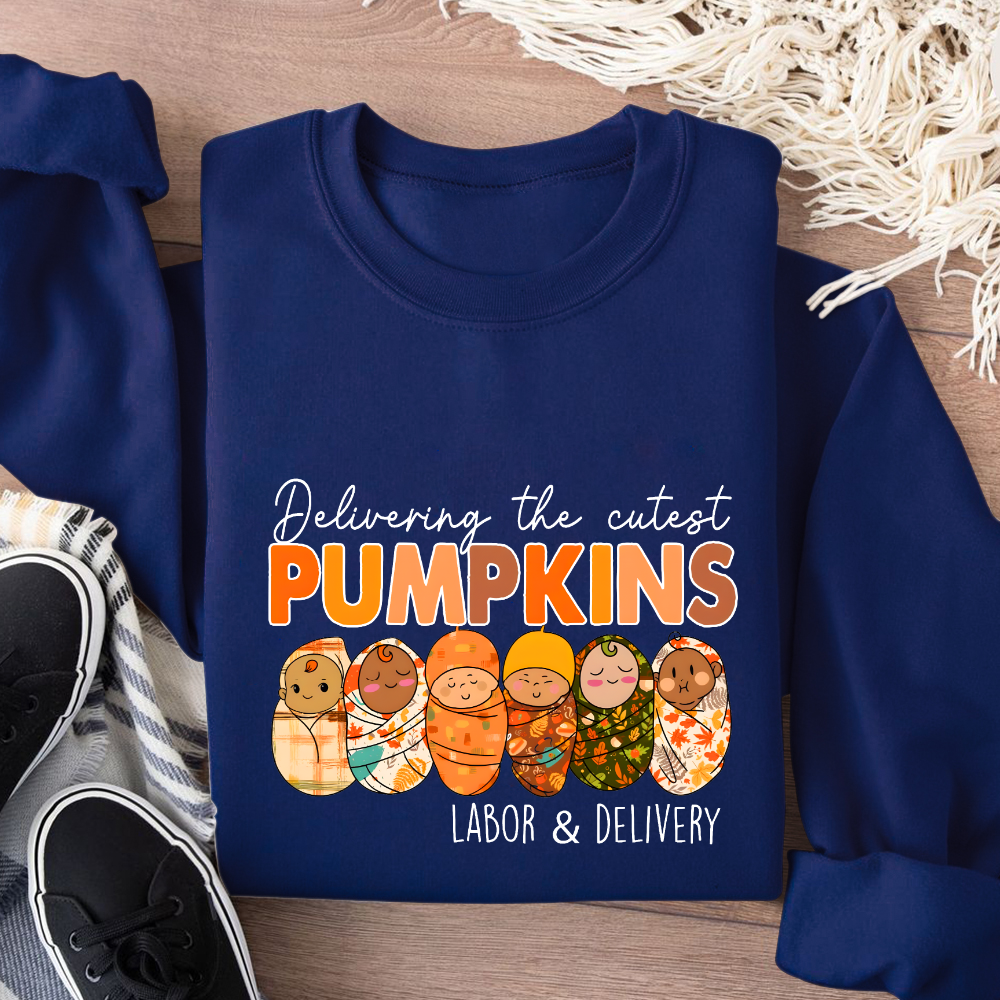 Delivering The Cutest Pumpkins Nurse Cotton Pullover Sweatshirt