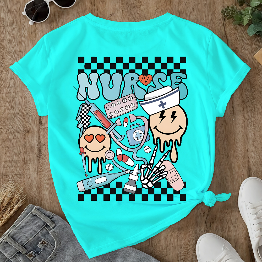 Melting Smiley Face Double-Sided Cotton Printed T-Shirt