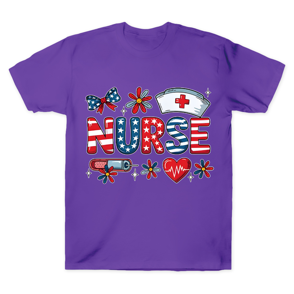 Patriotic Nurse Red White Blue Cotton Doctor T-shirt