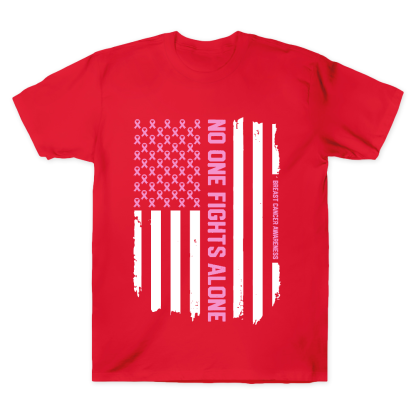 Patriotic American Flag Breast Cancer Awareness Cotton Doctor T-shirt