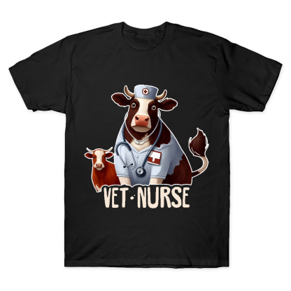 Funny Cattle Vet Nurse Cotton Doctor T-shirt