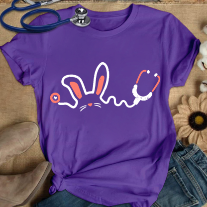 Easter Bunny Stethoscope Cotton Nurse T-shirt