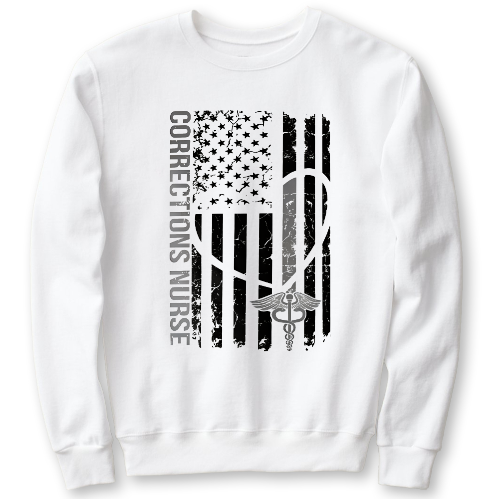 Corrections Nurse Flag Cotton Pullover Sweatshirt