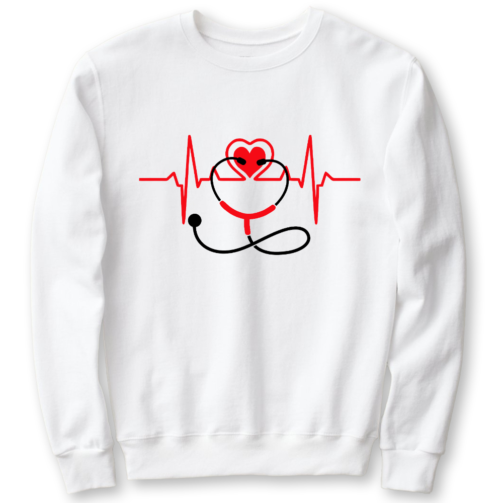 Funny Heart Beats Cotton Pullover Sweatshirt