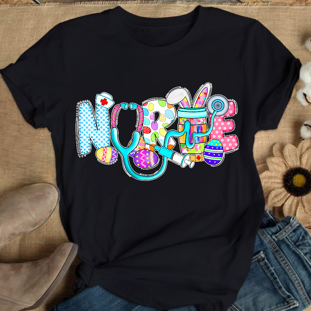 Easter Gnomes Cute Bunny Cotton Nurse T-shirt