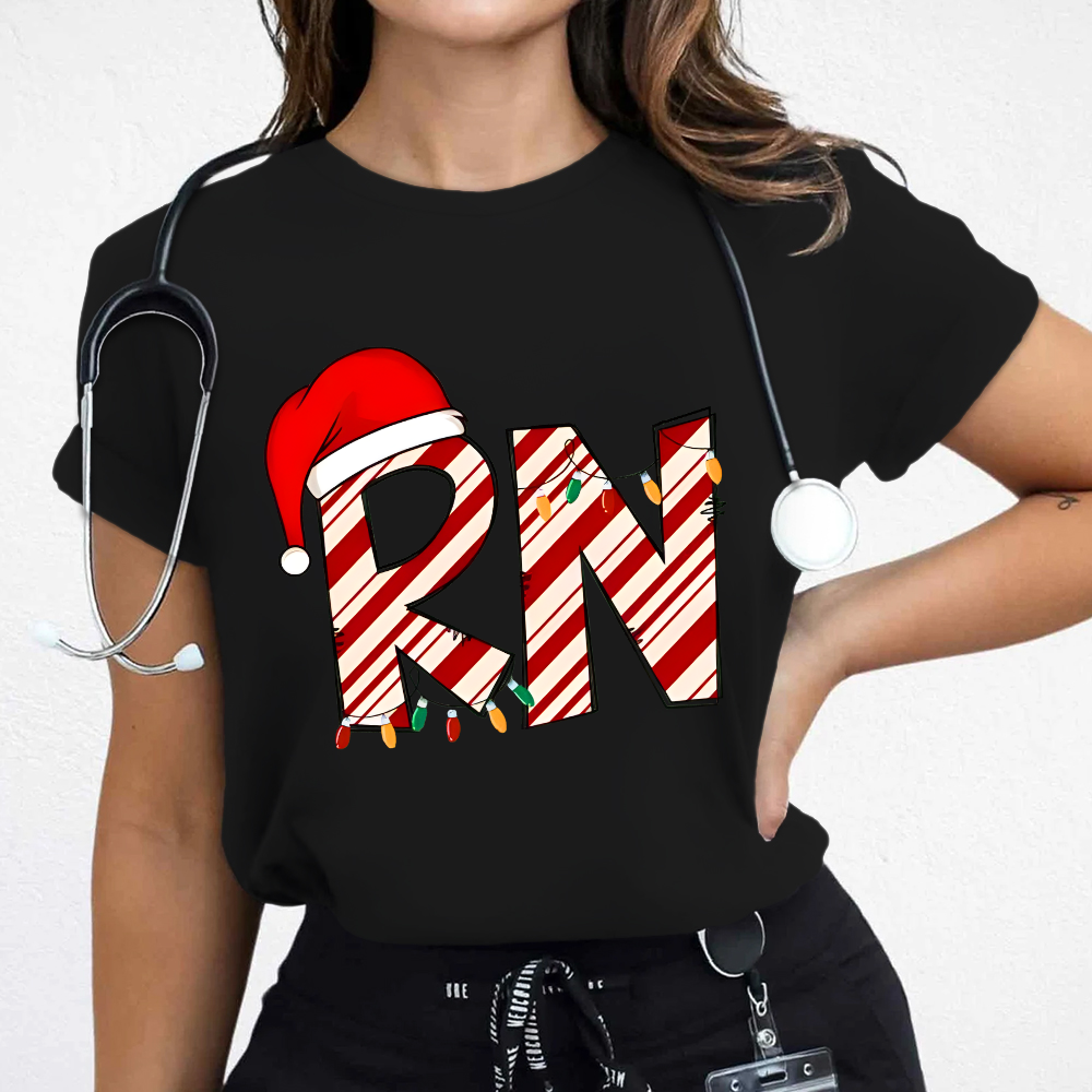 RN Registered Nurse Christmas Cotton Nurse T-shirt