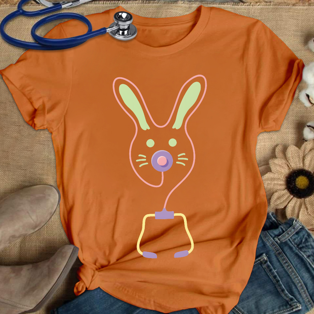 Easter Bunny Medical Tools For Nurse Or Doctor Cotton Nurse T-shirt