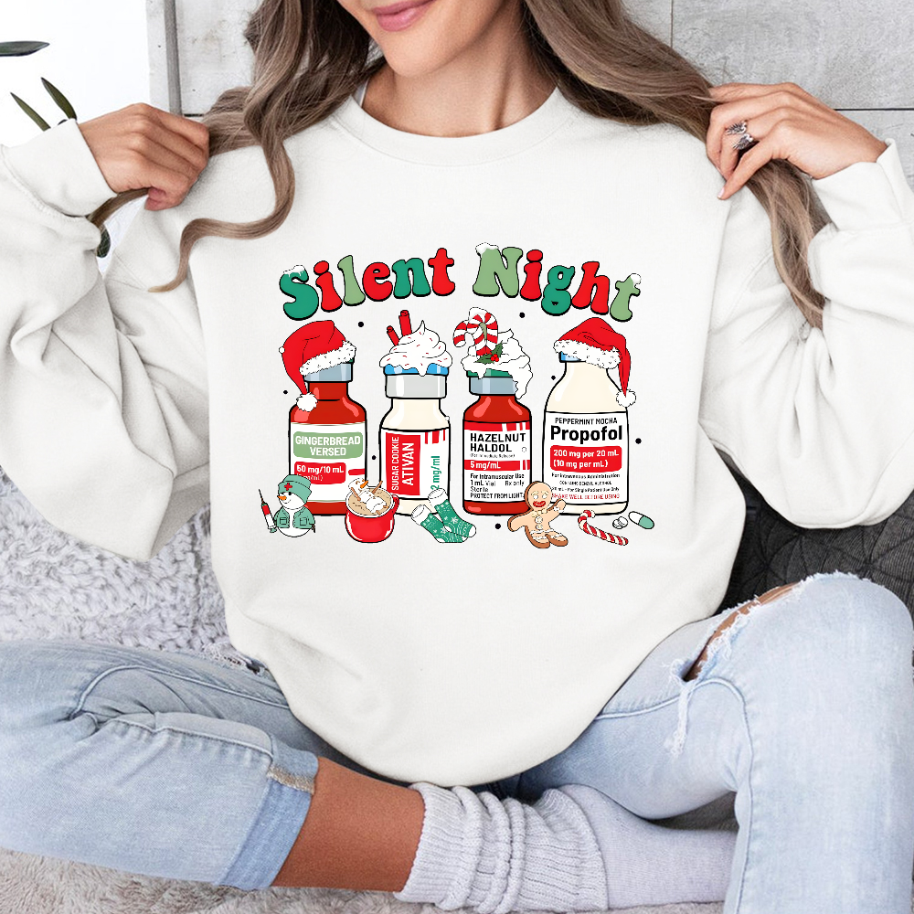 Santa's Helpers Silent Night Cotton Pullover Sweatshirt
