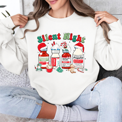 Santa's Helpers Silent Night Cotton Pullover Sweatshirt