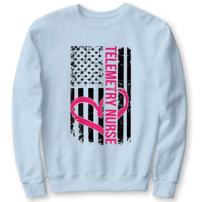 Telemetry Nurse Flag Cotton Pullover Sweatshirt