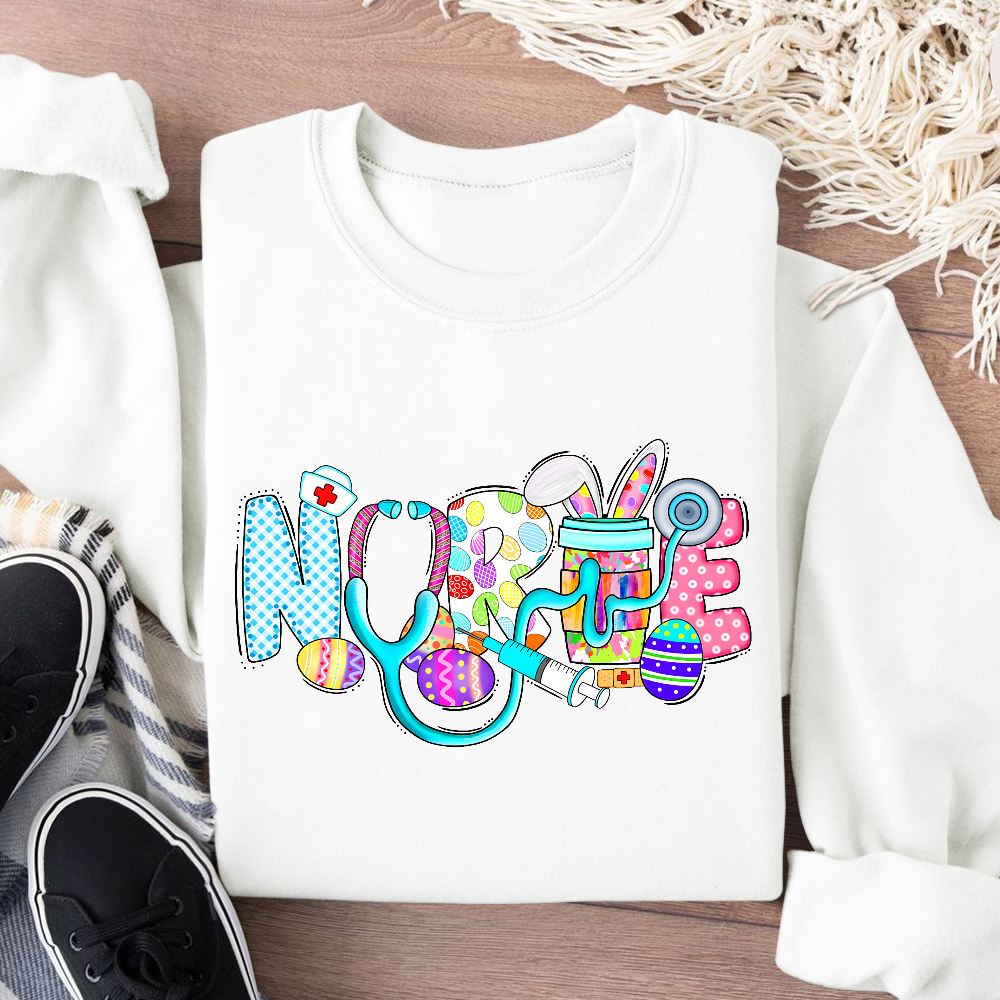 Easter Gnomes Cute Bunny Cotton Pullover Sweatshirt