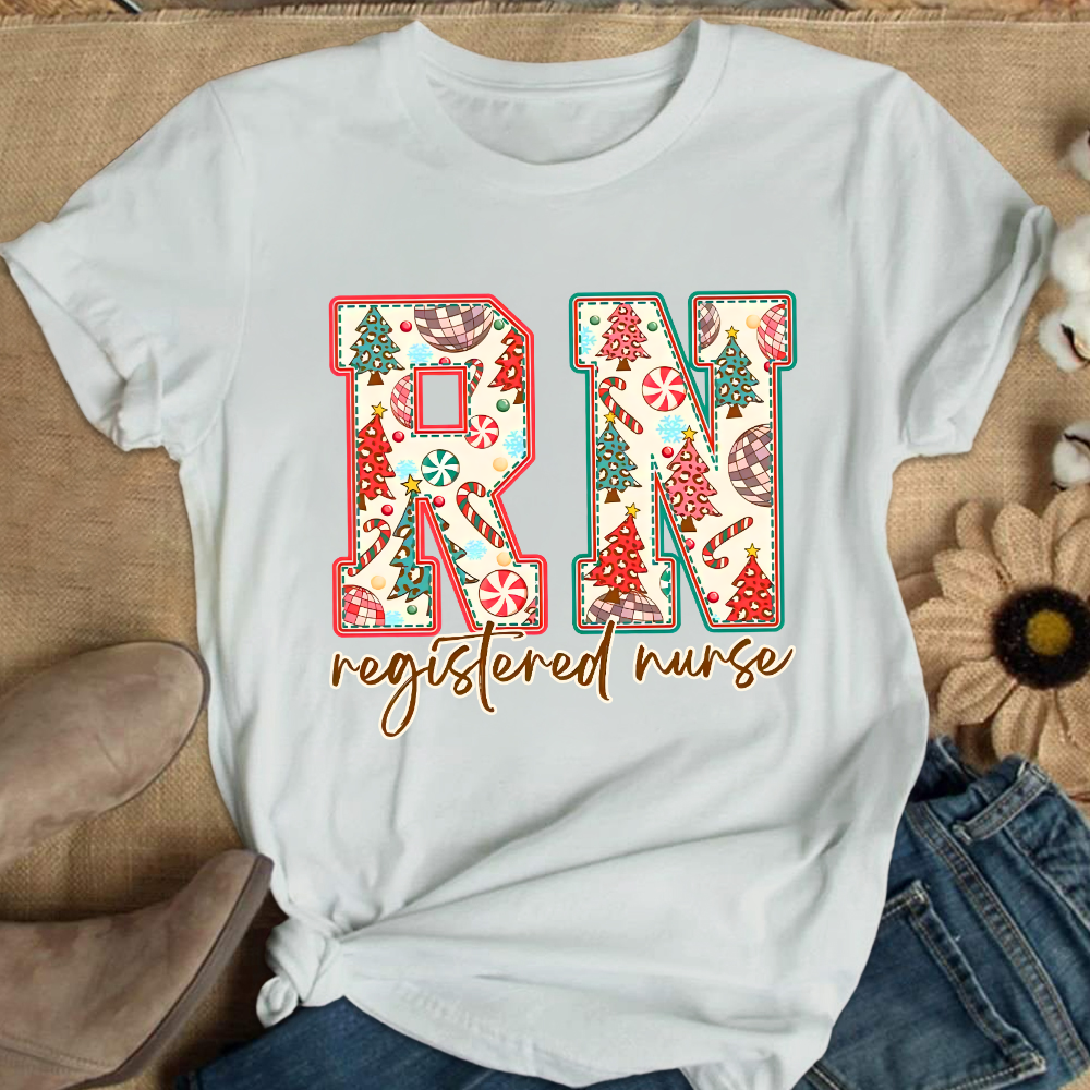Christmas Registered Nurse Cotton Nurse T-shirt