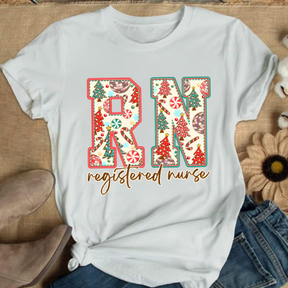 Christmas Registered Nurse Cotton Nurse T-shirt