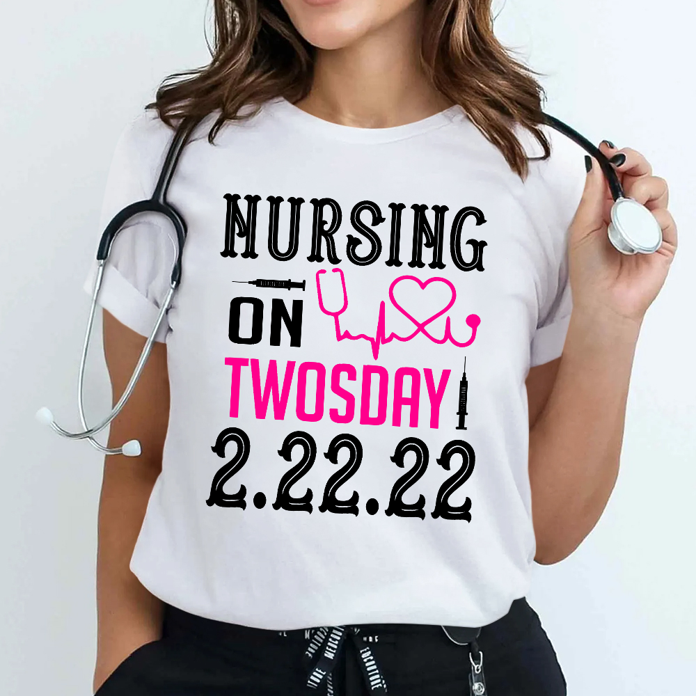Nursing School On TwosDay Cotton Nurse T-shirt
