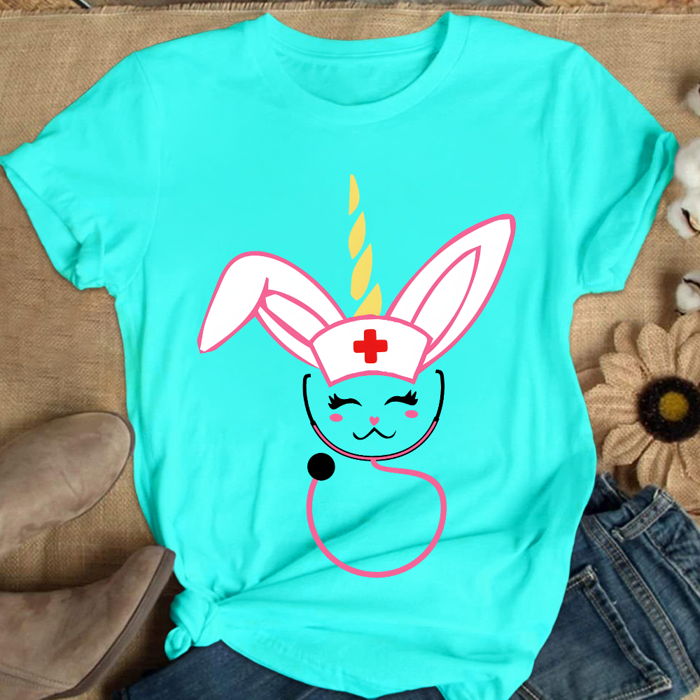 Funny Bunny Nurse Easter Cotton Nurse T-shirt