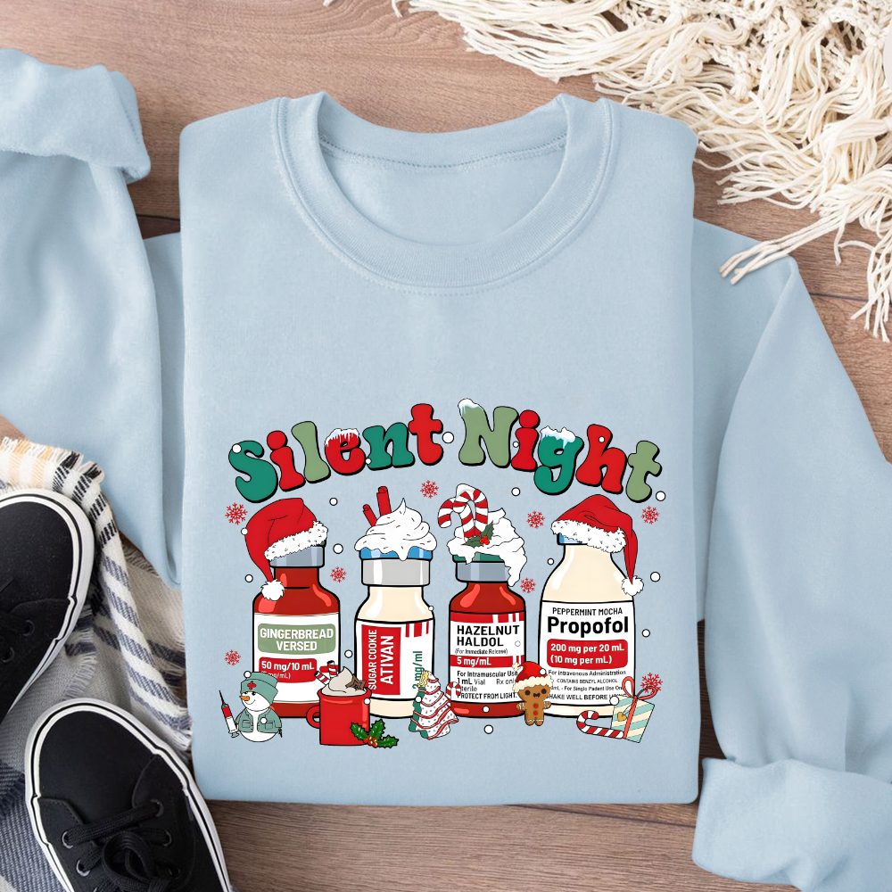 Santa's Helpers Silent Night Cotton Pullover Sweatshirt