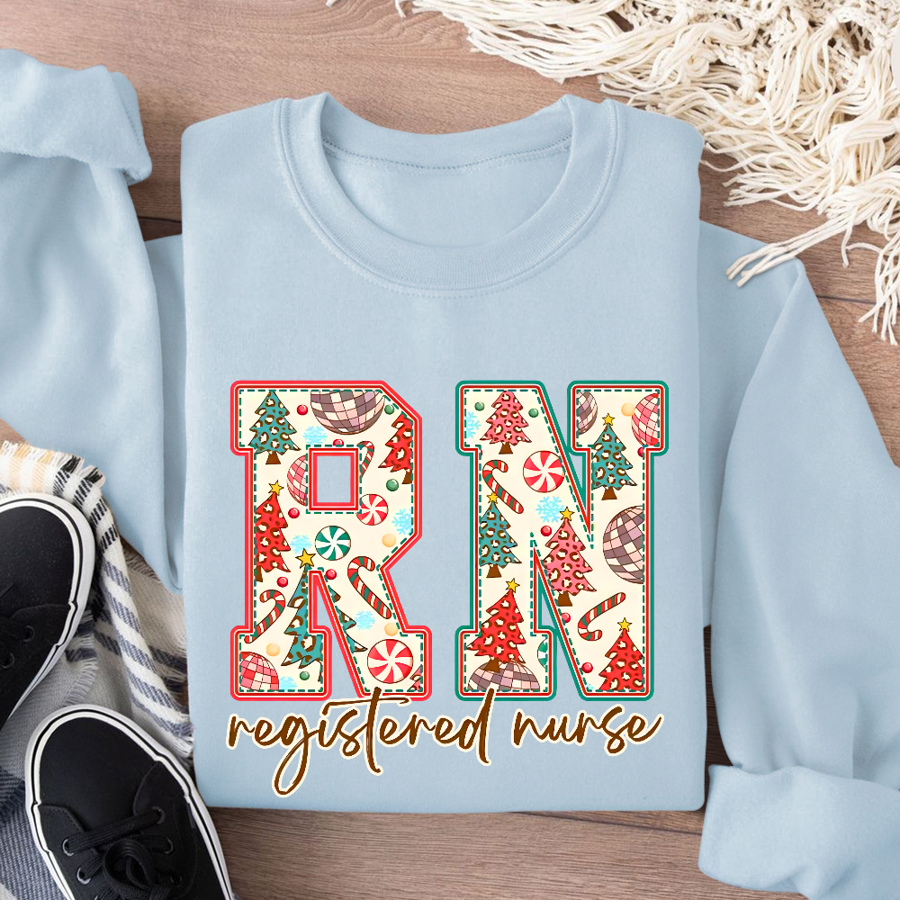 Christmas Registered Nurse Cotton Pullover Sweatshirt