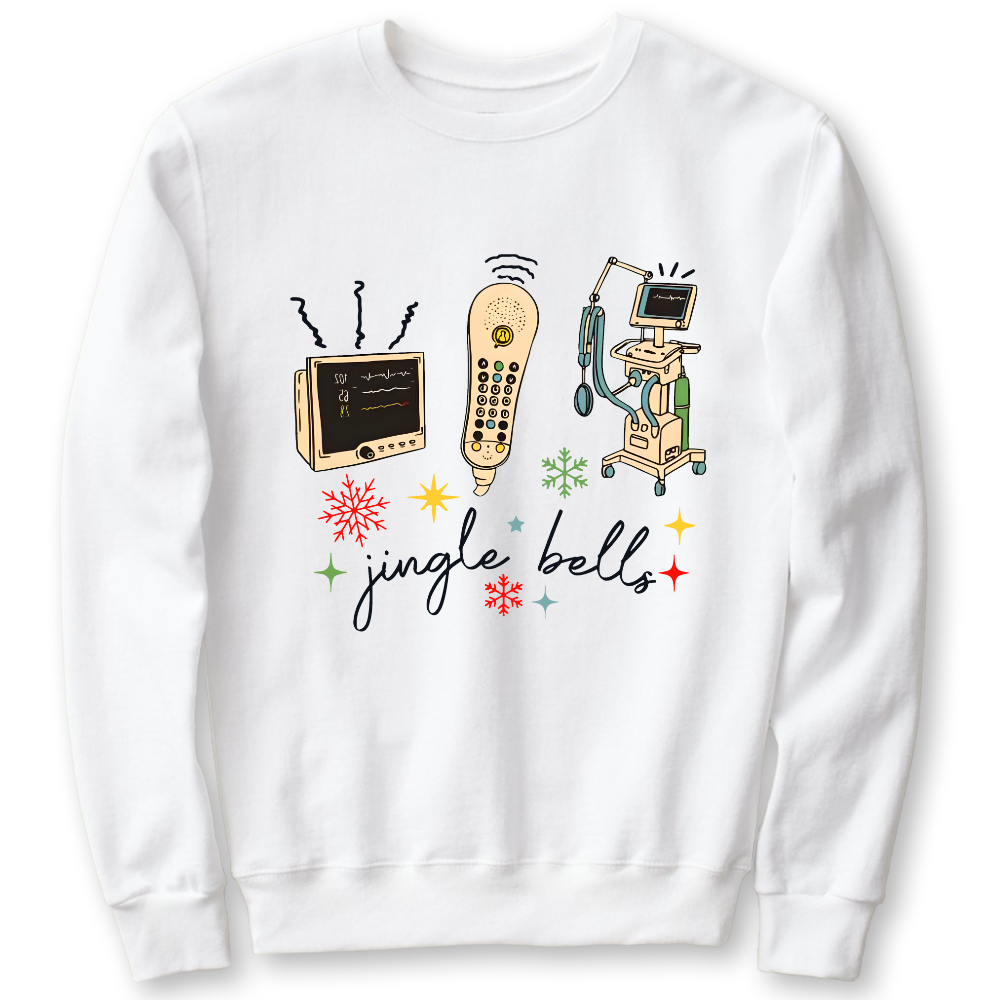 Jingle Bells ICU Nurse Xmas Cotton Pullover Sweatshirt