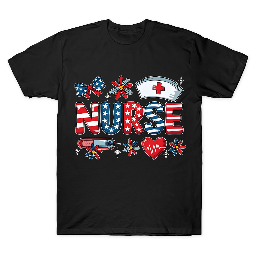 Patriotic Nurse Red White Blue Cotton Doctor T-shirt