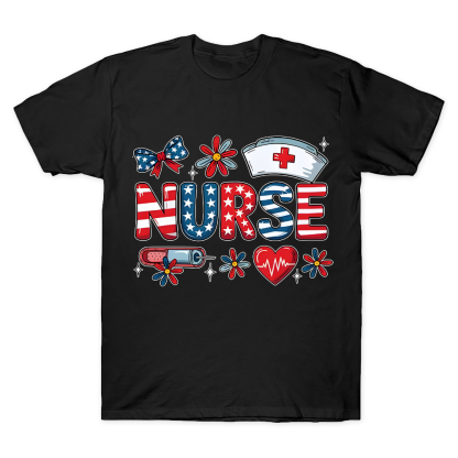 Patriotic Nurse Red White Blue Cotton Doctor T-shirt