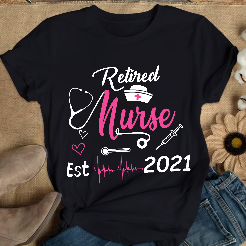 Personalized Nursing Retirement Est 2021 Cotton Nurse T-shirt
