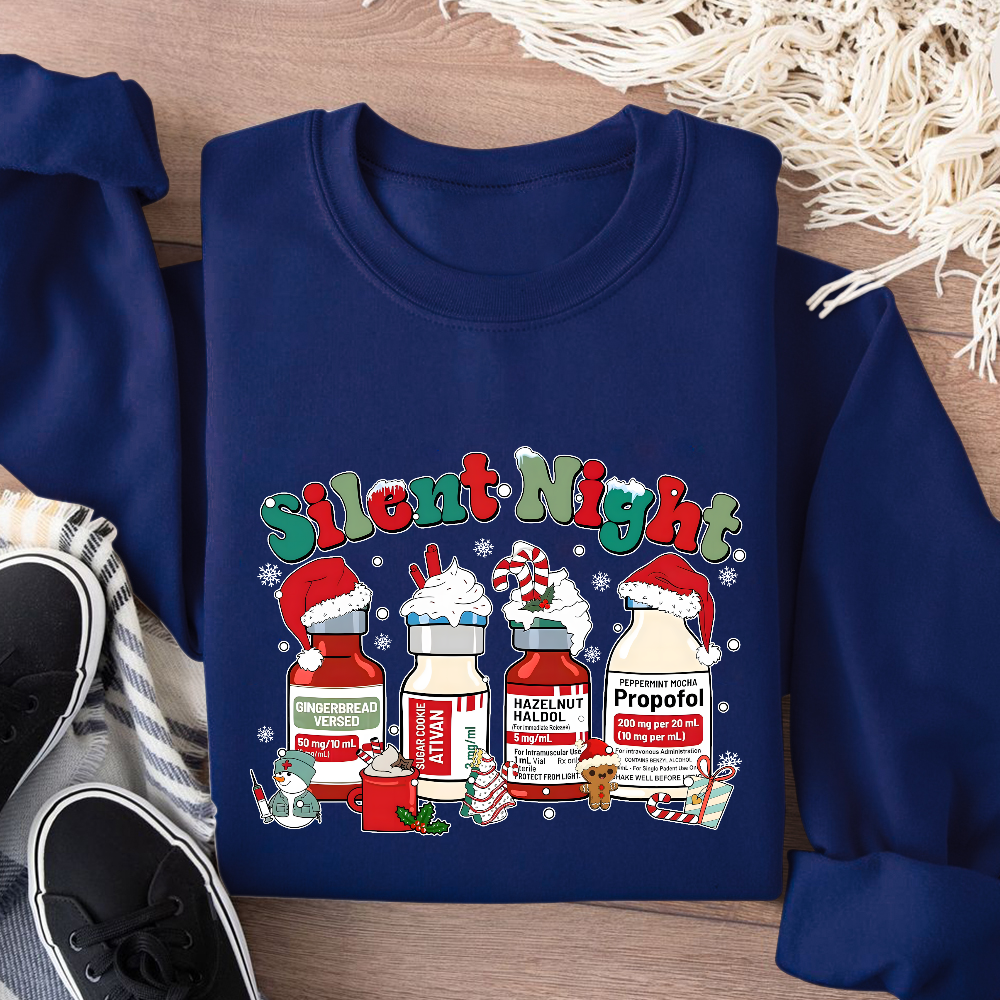 Santa's Helpers Silent Night Cotton Pullover Sweatshirt