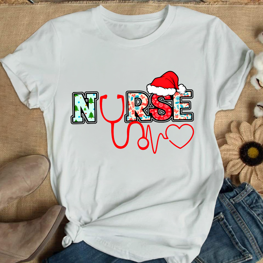 Santa's Favorite Nurse Shirt Christmas Funny Gift Cotton Nurse T-shirt