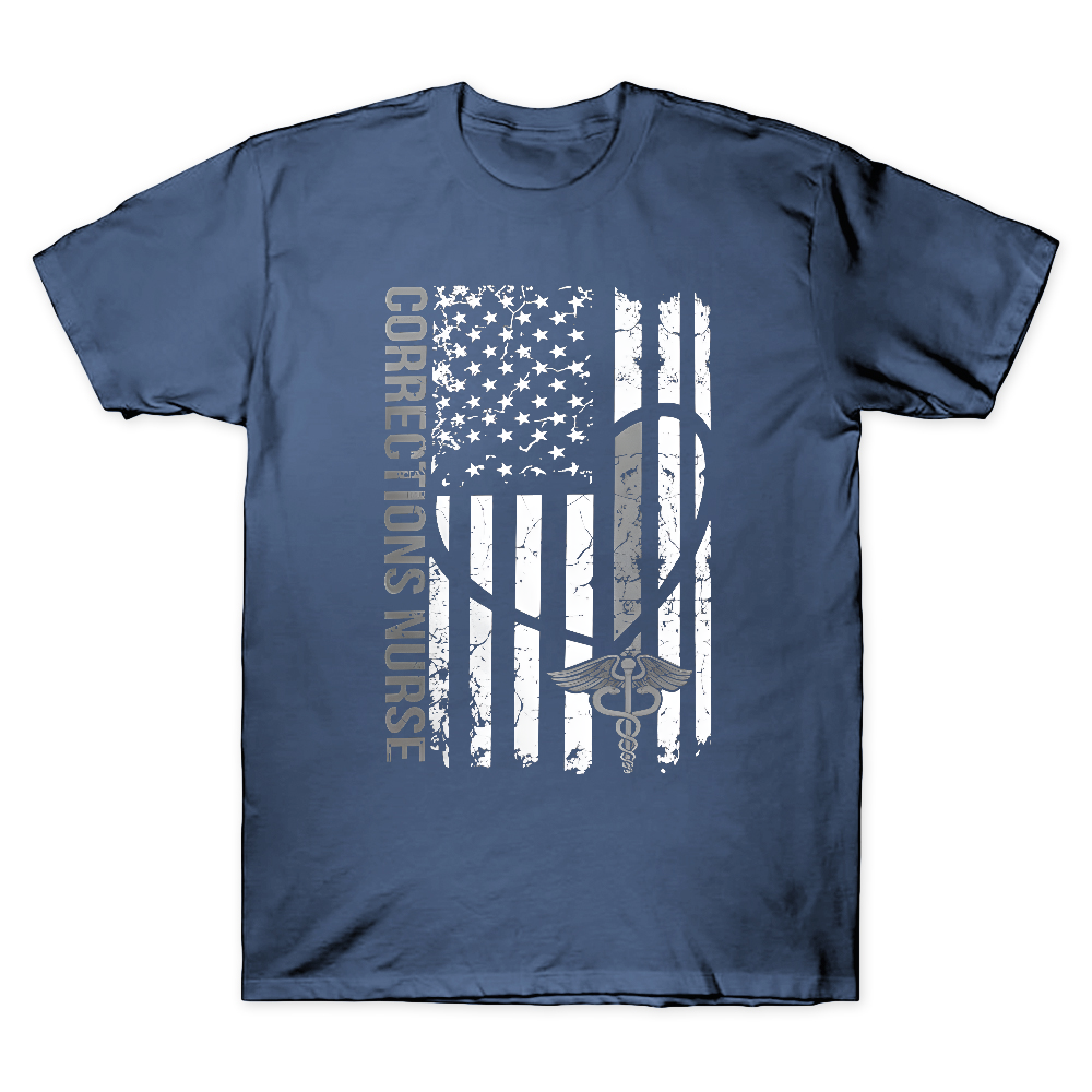 Corrections Nurse Flag Cotton Doctor T-shirt