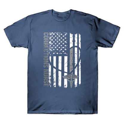 Corrections Nurse Flag Cotton Doctor T-shirt