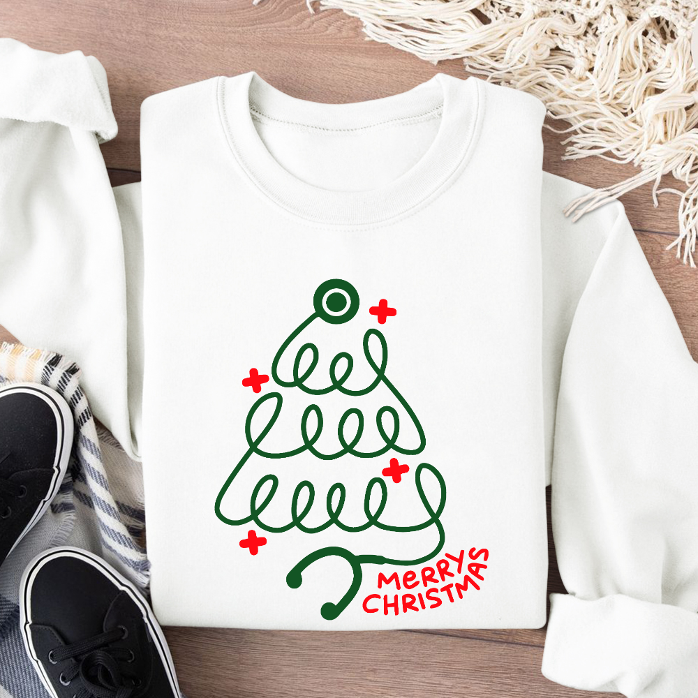 Merry Christmas Nurse Cotton Pullover Sweatshirt