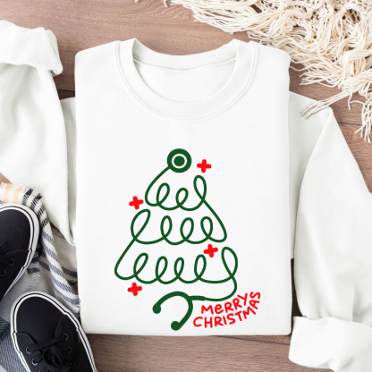 Merry Christmas Nurse Cotton Pullover Sweatshirt
