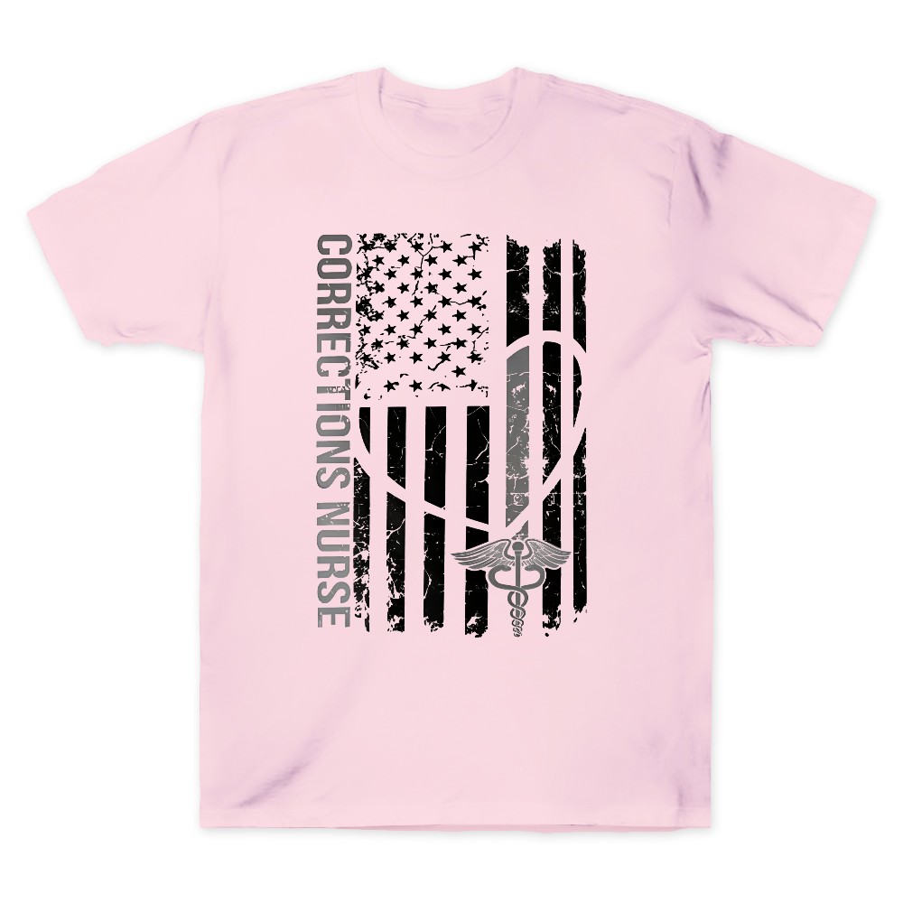 Corrections Nurse Flag Cotton Doctor T-shirt