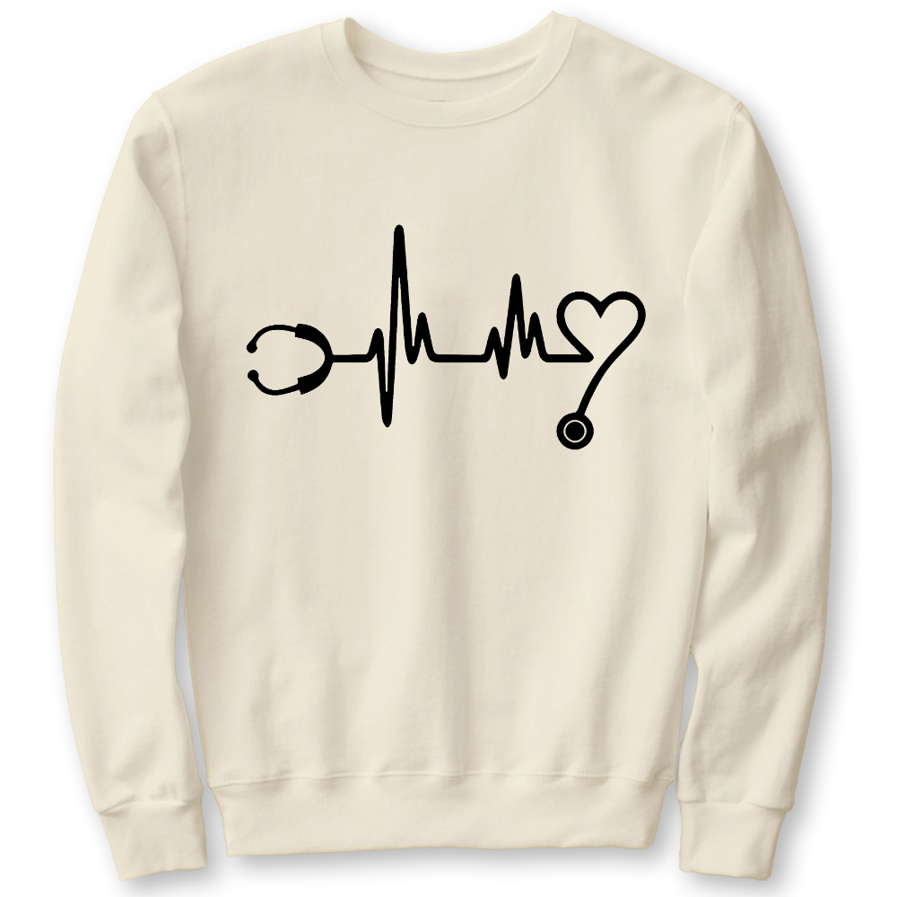Stethoscope And Electrocardiogram Cotton Pullover Sweatshirt
