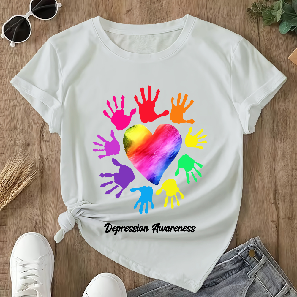 Depression Awareness Broken Crayons Still Color Double-Sided Cotton Printed T-Shirt