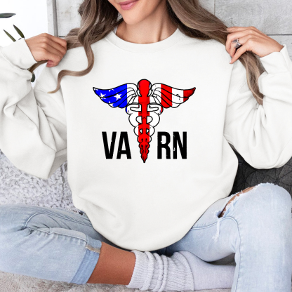 VA RN Nurse Symbol Flag Cotton Pullover Sweatshirt