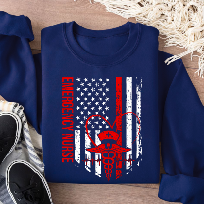 RN Nurse Flag Cotton Pullover Sweatshirt