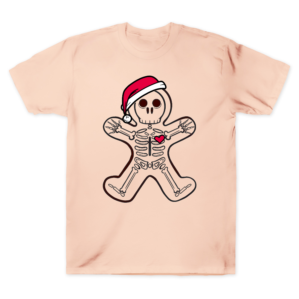 Christmas Gingerbread Man X-Ray Cookie Skeleton Wearing A Santa Hat Classic Cotton Doctor T-shirt
