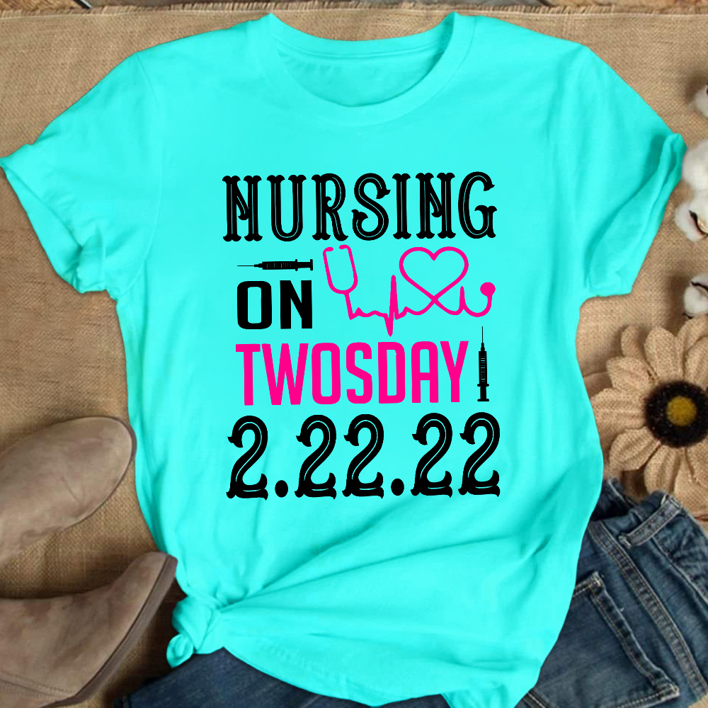 Nursing School On TwosDay Cotton Nurse T-shirt