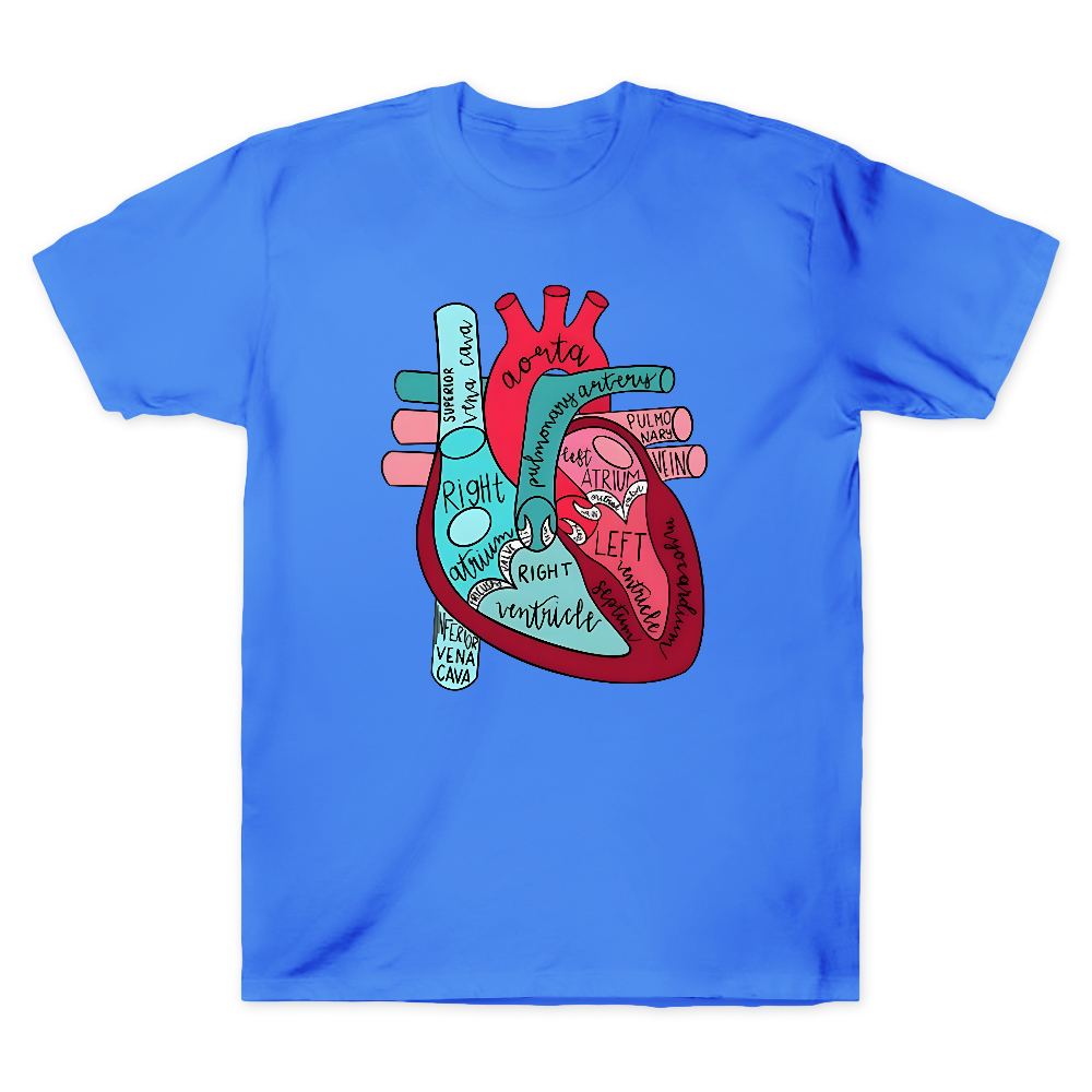 Labeled Anatomical Heart Cotton Doctor T-shirt