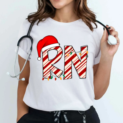 RN Registered Nurse Christmas Cotton Nurse T-shirt