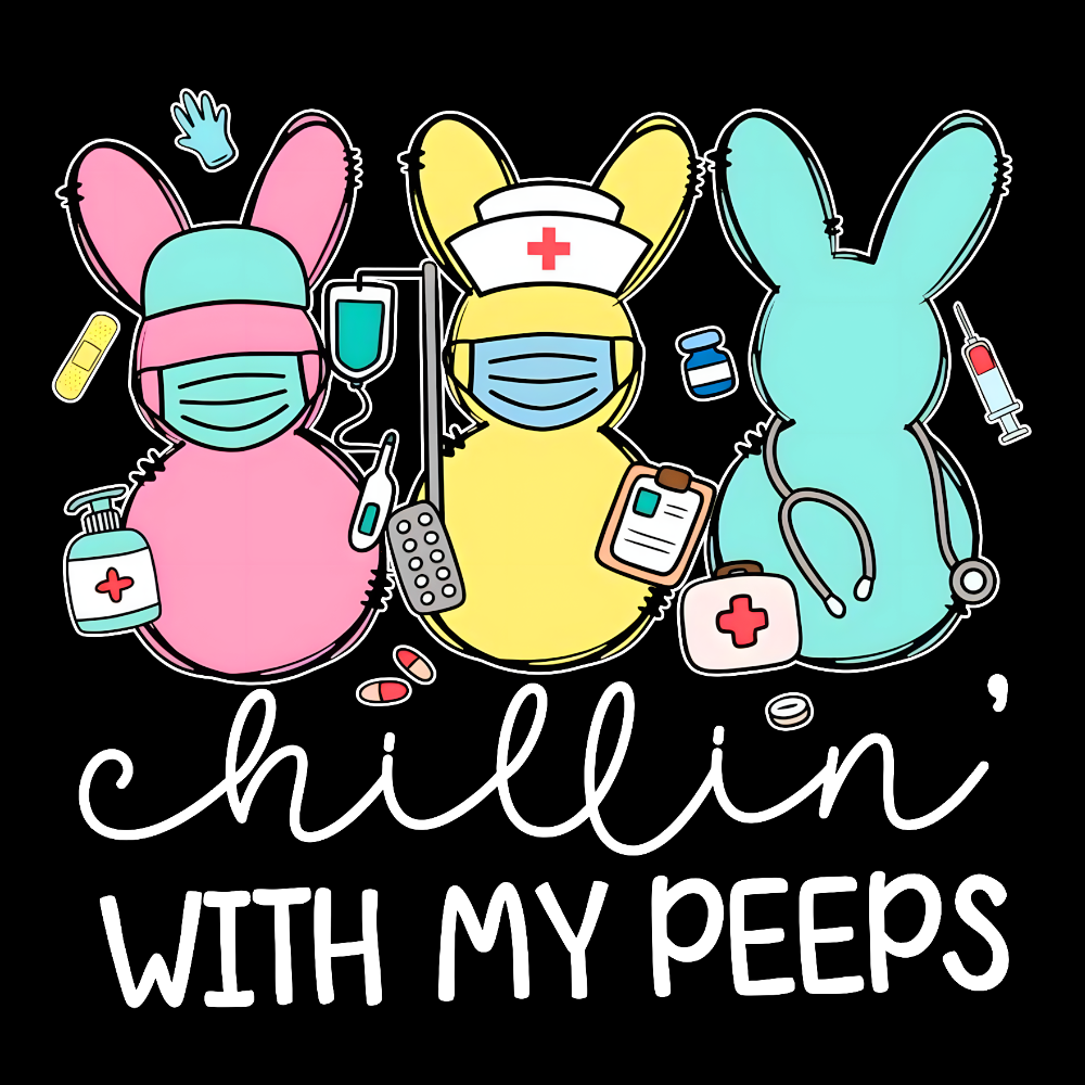 Chillin with My Peeps Easter Bunny Cotton Pullover Sweatshirt