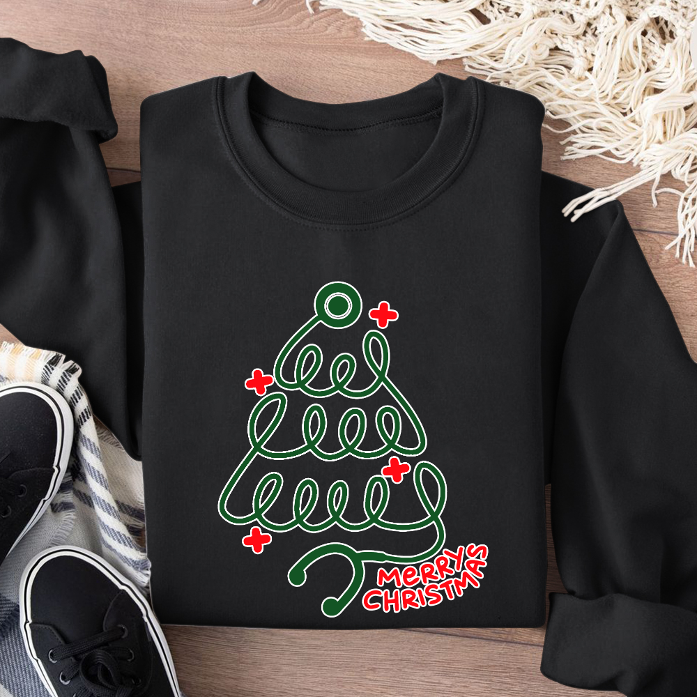 Merry Christmas Nurse Cotton Pullover Sweatshirt