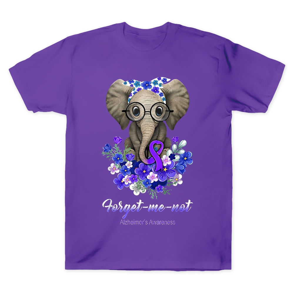 Forget Me Not Alzheimer's Awareness Alzheimers Elephant Cotton Doctor T-shirt