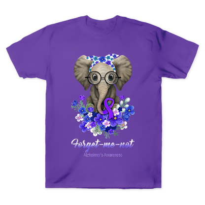 Forget Me Not Alzheimer's Awareness Alzheimers Elephant Cotton Doctor T-shirt