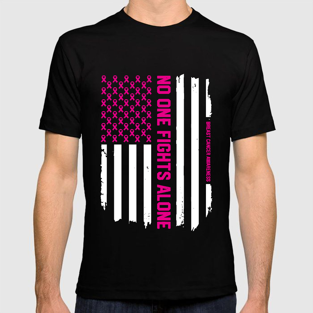 Patriotic American Flag Breast Cancer Awareness Cotton Doctor T-shirt