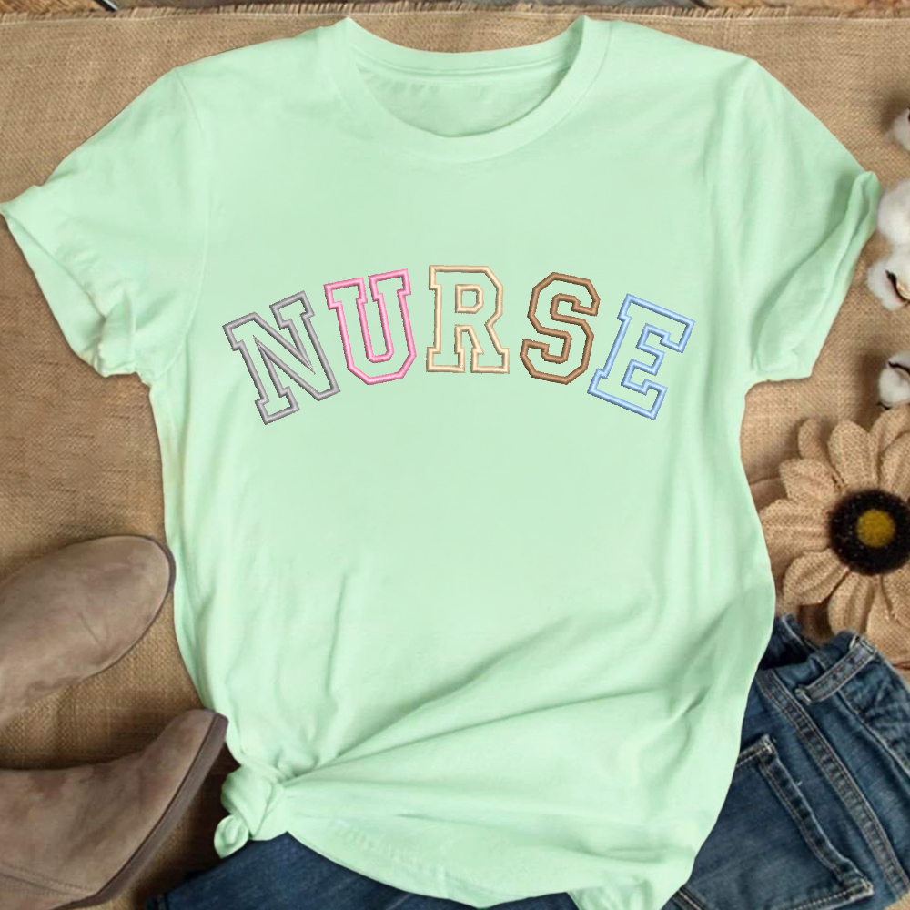 Embroidered Nurse Cotton Nurse T-shirt