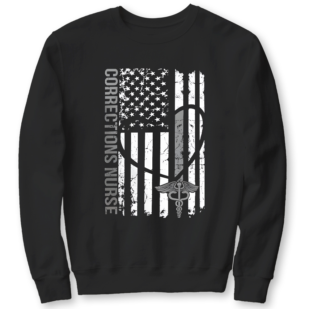 Corrections Nurse Flag Cotton Pullover Sweatshirt